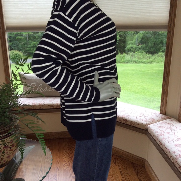 Talbots Navy Blue & White Cardigan Sweater Size M - Picture 2 of 4